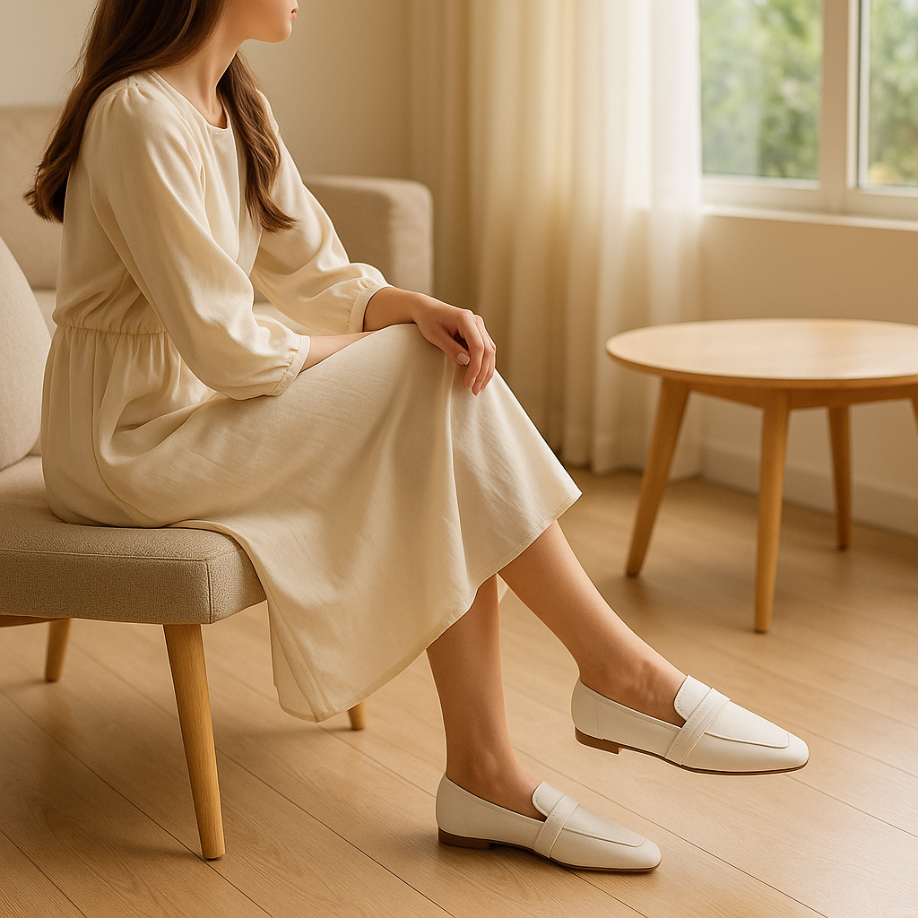 Mocassin Blanc Femme Talon