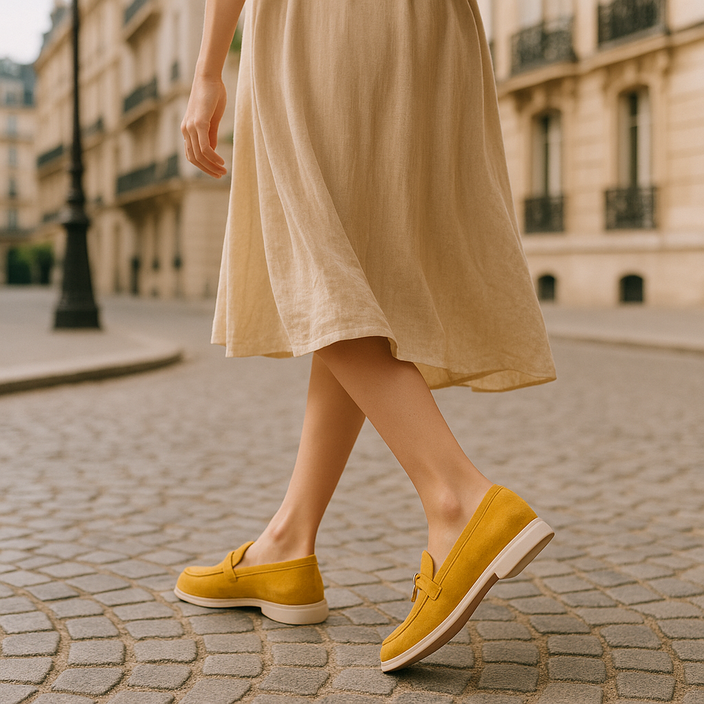 Mocassin Jaune Moutarde Femme