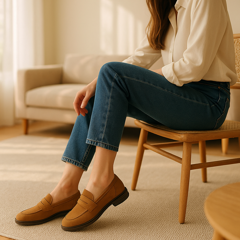 Mocassin Daim Camel Femme