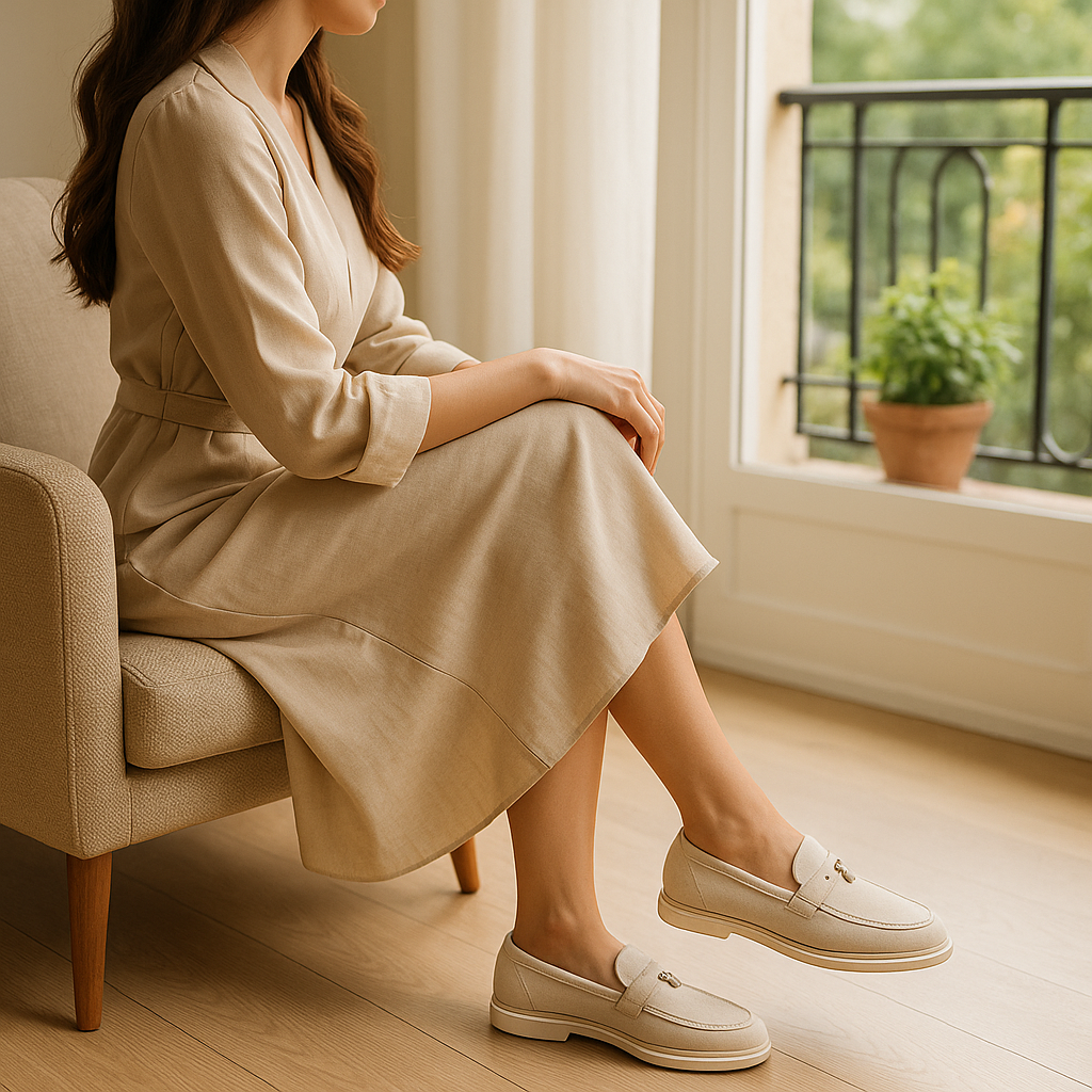 Mocassin Daim Beige Femme