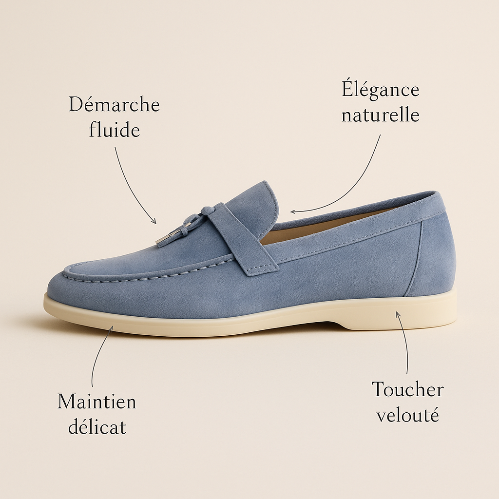 Mocassin Daim Bleu Femme
