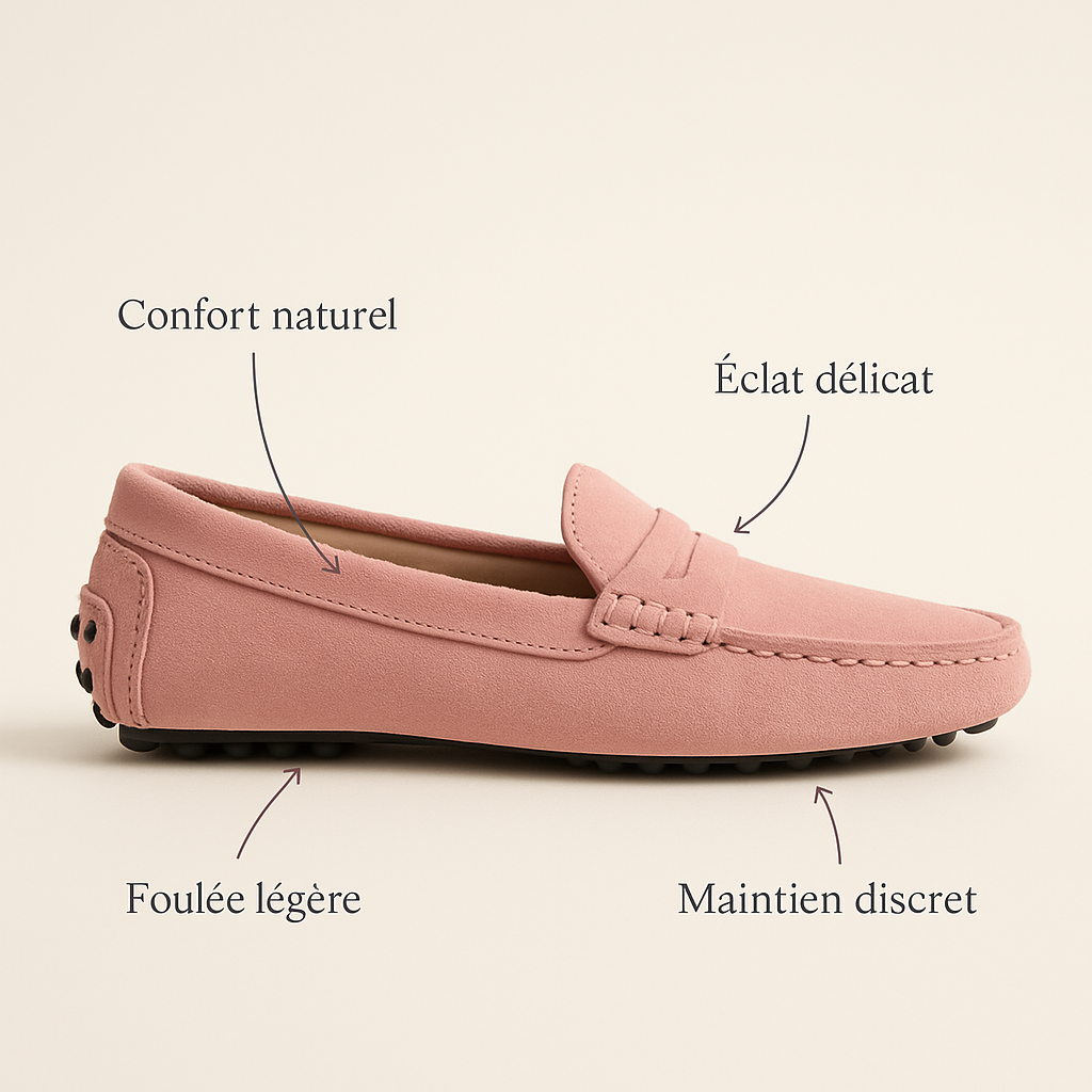 Mocassin Rose Poudré Femme