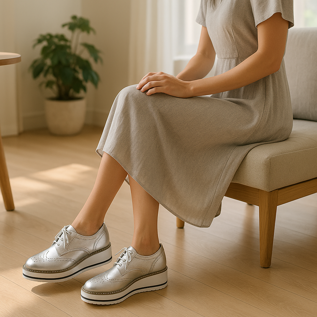 Mocassin Argenté Femme