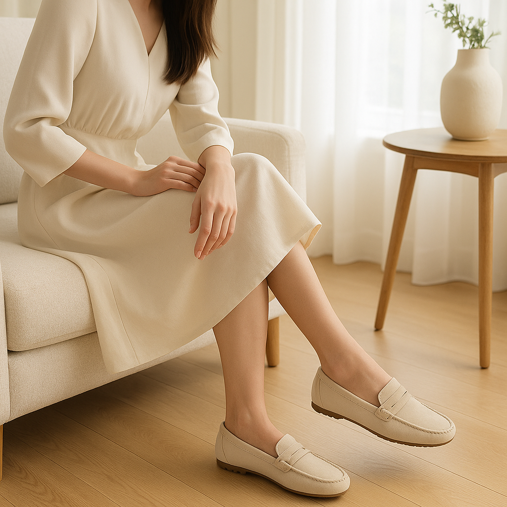 Mocassin Creme Femme