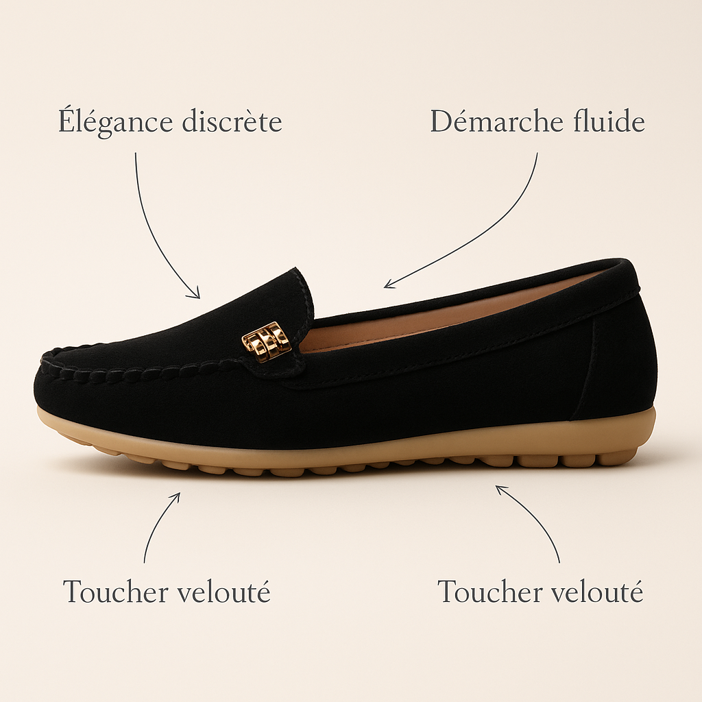 Mocassin Daim Noir Femme