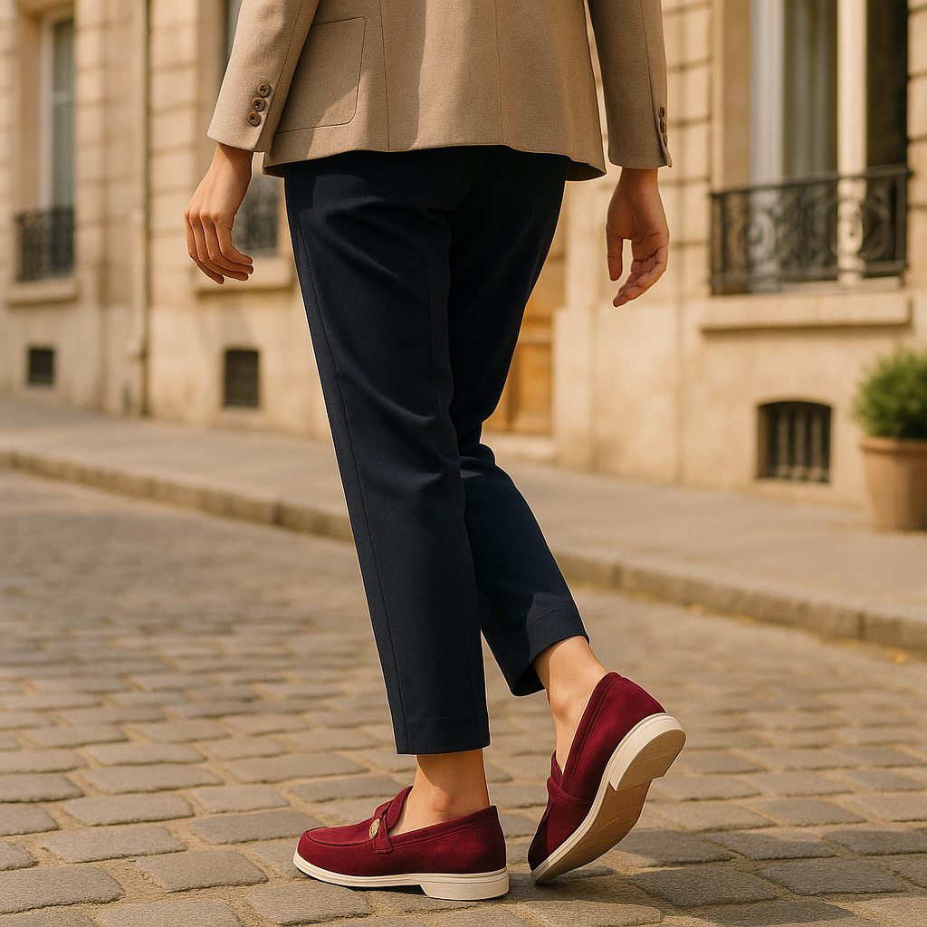 Mocassin Rouge Daim Femme