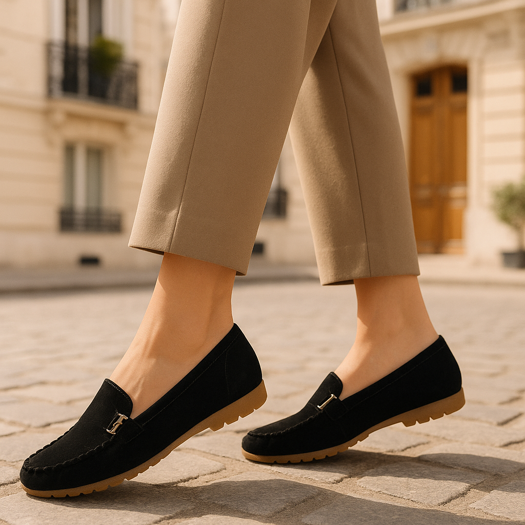 Mocassin Daim Noir Femme