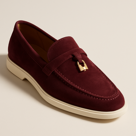 Mocassin Rouge Daim Femme