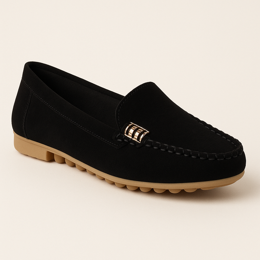 Mocassin Daim Noir Femme
