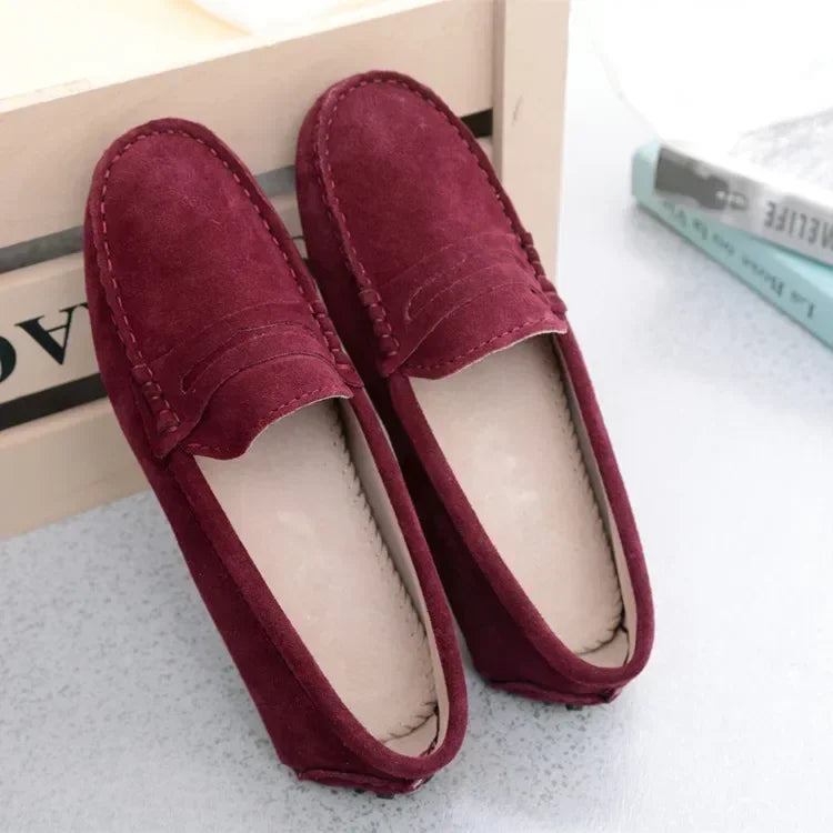 Mocassin Daim Bordeau Femme