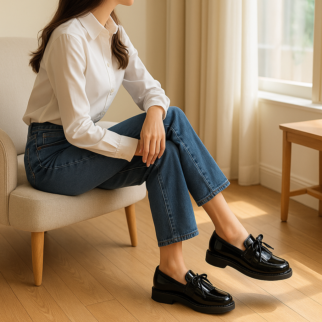Mocassin Plateforme Femme Cuir