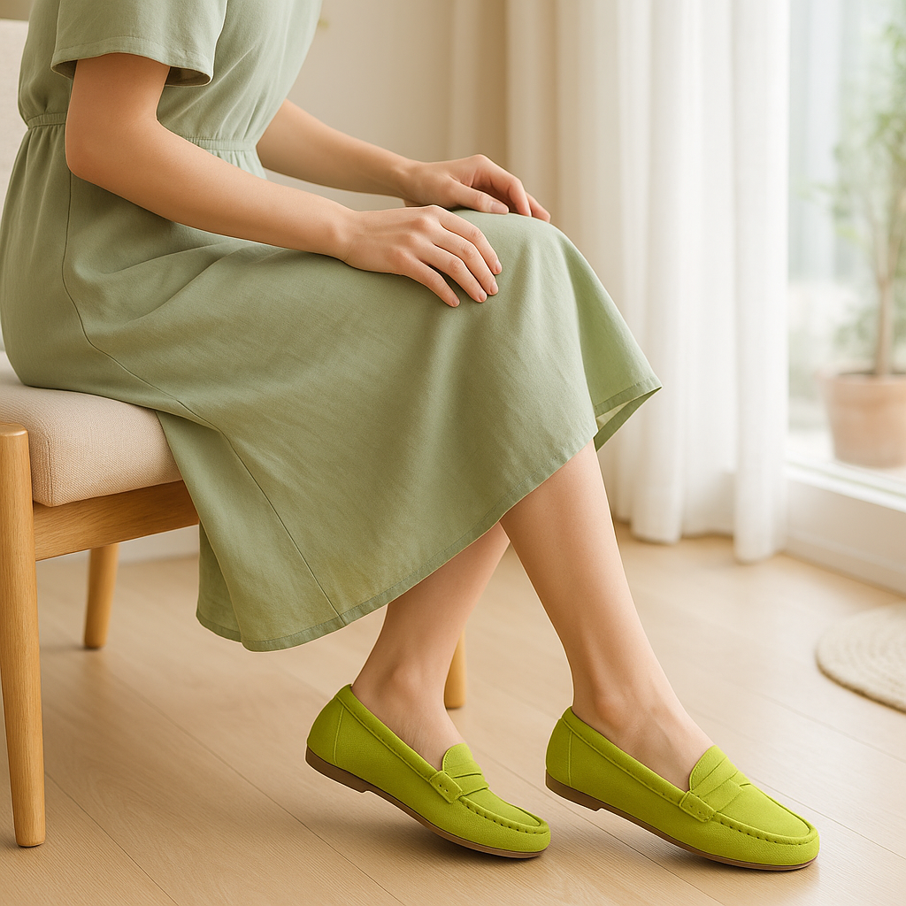 Mocassin Vert Pomme Femme